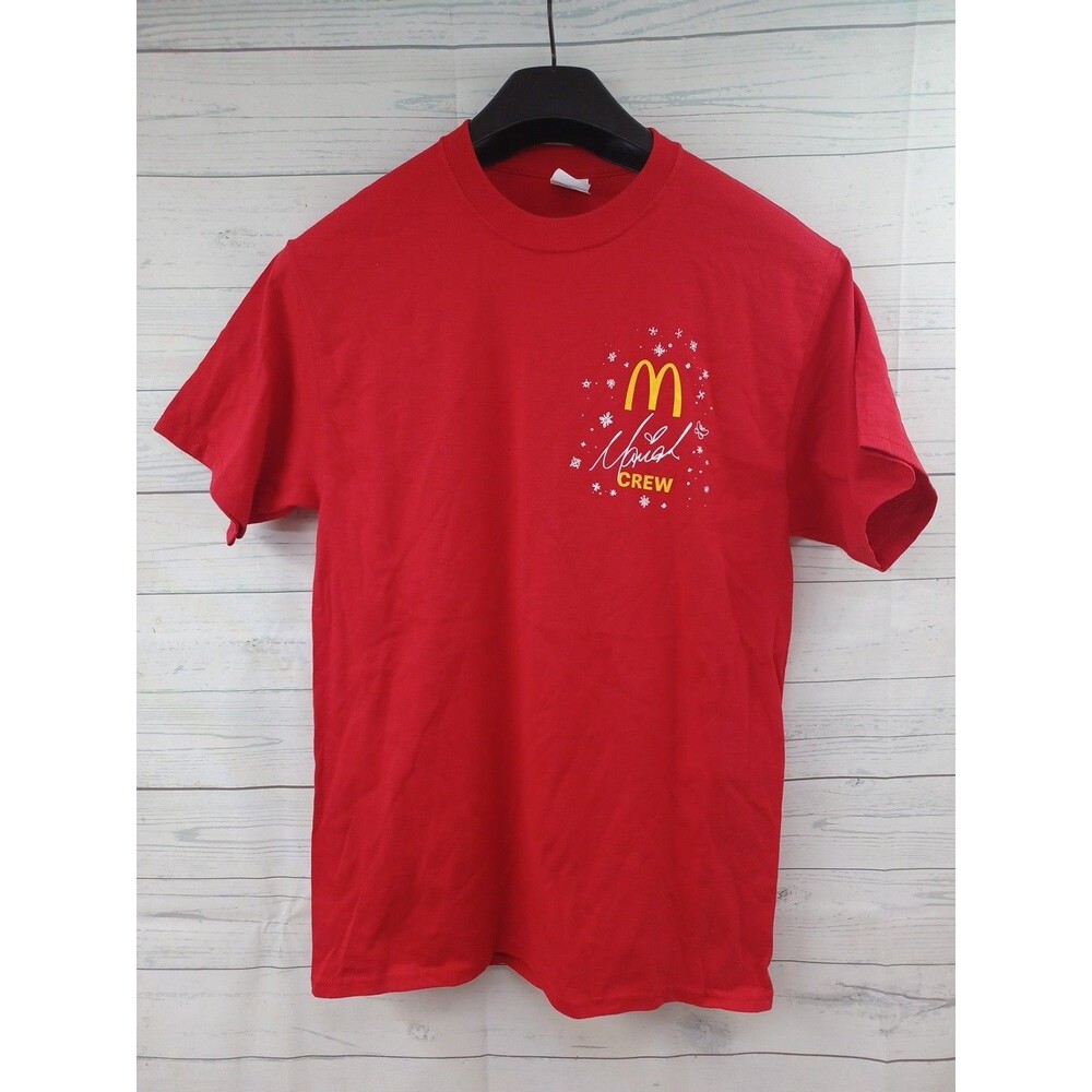 Authentic McDonald's Crew Mariah Carey 2021 Holiday Red T Shirt M